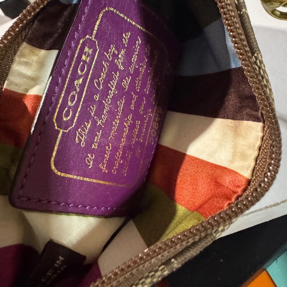 Coach Colorful Striped Pouch with Purple Label legacy wristlet - Picture 5 of 8
